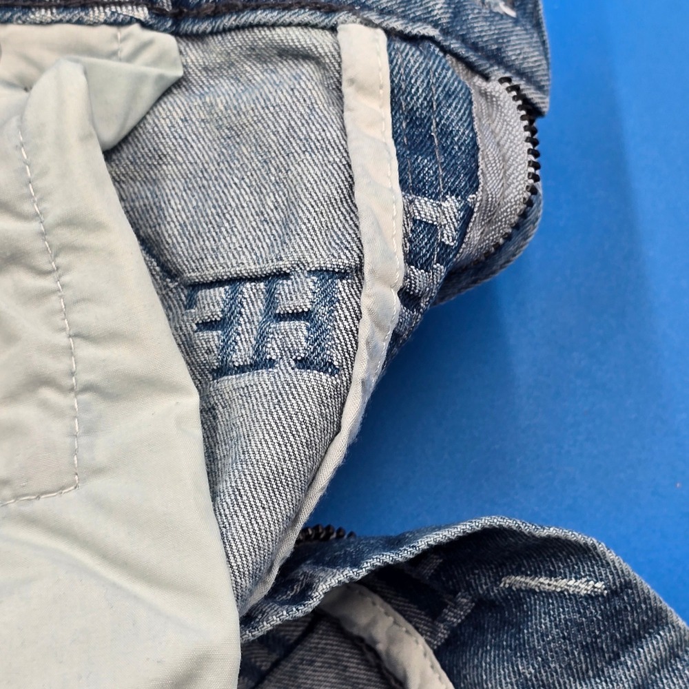 Homme Femme Monogram Denim Jeans Light Wash Blue HF Logo Streetwear Mens‎ 36 - Picture 7 of 7